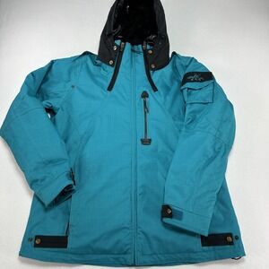 Obermeyer Ski Jacket Womens 16 Blue Riley Insulated Hooded Snowboard Coat Warm
